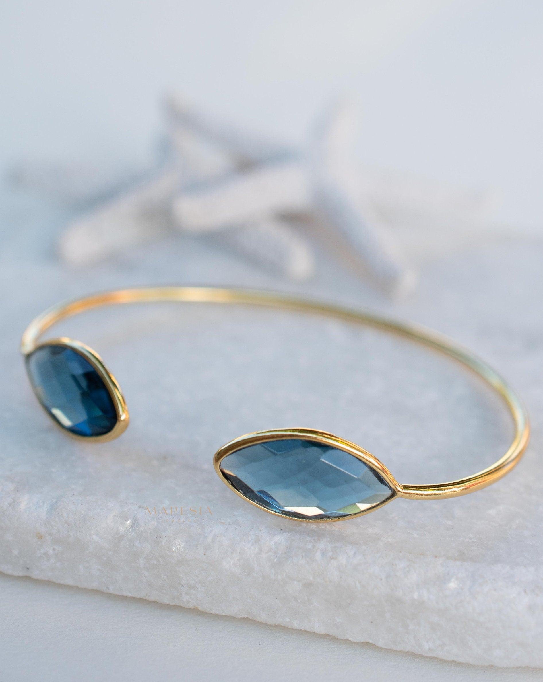 Iolite hydro Adjustable Bracelet ~ Gold Plated 18k or Silver Plated ~ Handmade ~Statement~Bohemian ~Jewelry ~Gift For Her ~ MB037B