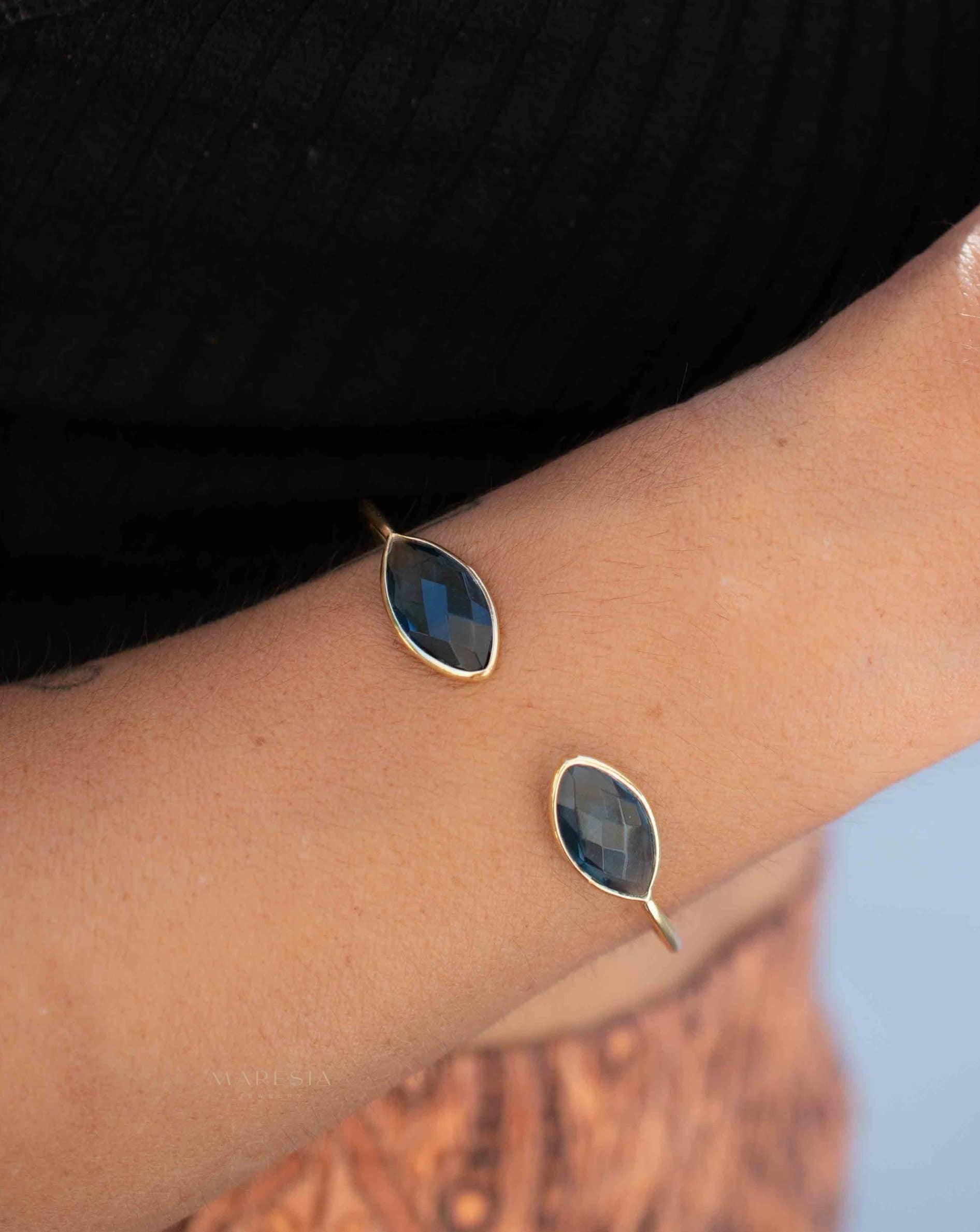 Iolite hydro Adjustable Bracelet ~ Gold Plated 18k or Silver Plated ~ Handmade ~Statement~Bohemian ~Jewelry ~Gift For Her ~ MB037B
