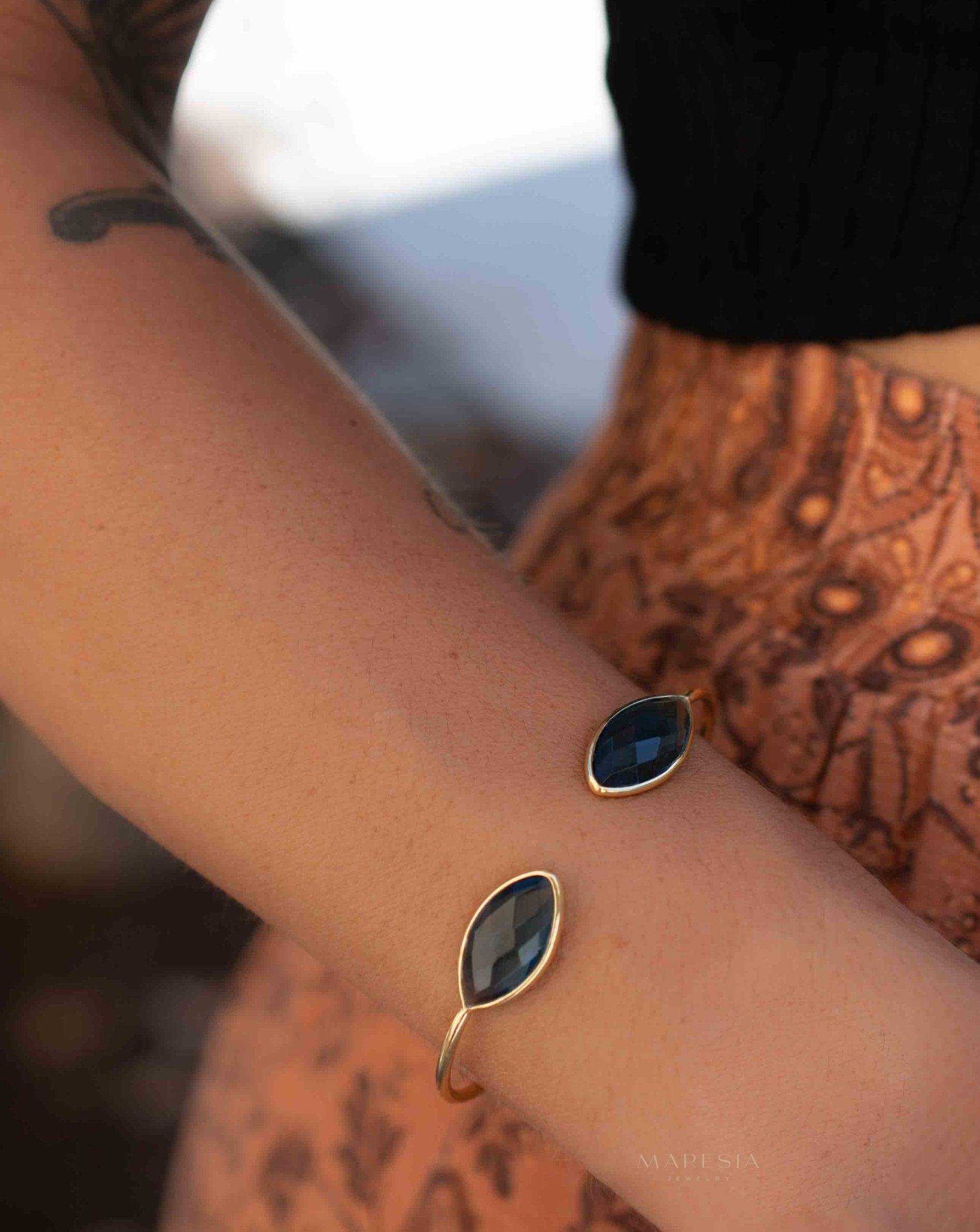 Iolite hydro Adjustable Bracelet ~ Gold Plated 18k or Silver Plated ~ Handmade ~Statement~Bohemian ~Jewelry ~Gift For Her ~ MB037B