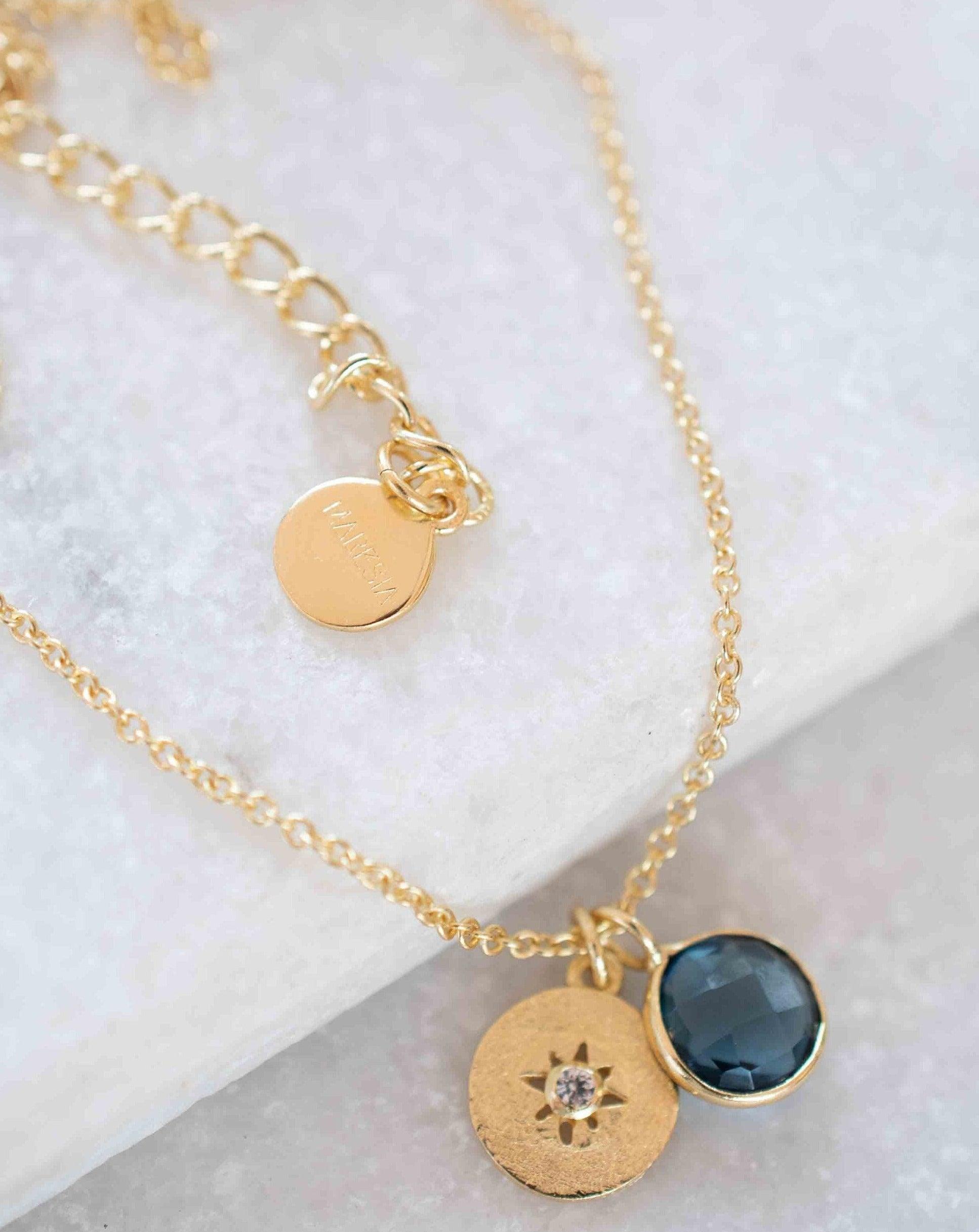 Iolite hydro, Aqua Chalcedony or Labradorite & CZ Necklace ~ Gold Plated 18k ~ Jewelry Minimalist~ Handmade~ Thin Chain~ Delicate~ MN125