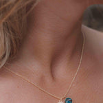 Iolite hydro, Aqua Chalcedony or Labradorite & CZ Necklace ~ Gold Plated 18k ~ Jewelry Minimalist~ Handmade~ Thin Chain~ Delicate~ MN125