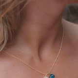 Iolite hydro, Aqua Chalcedony or Labradorite & CZ Necklace ~ Gold Plated 18k ~ Jewelry Minimalist~ Handmade~ Thin Chain~ Delicate~ MN125