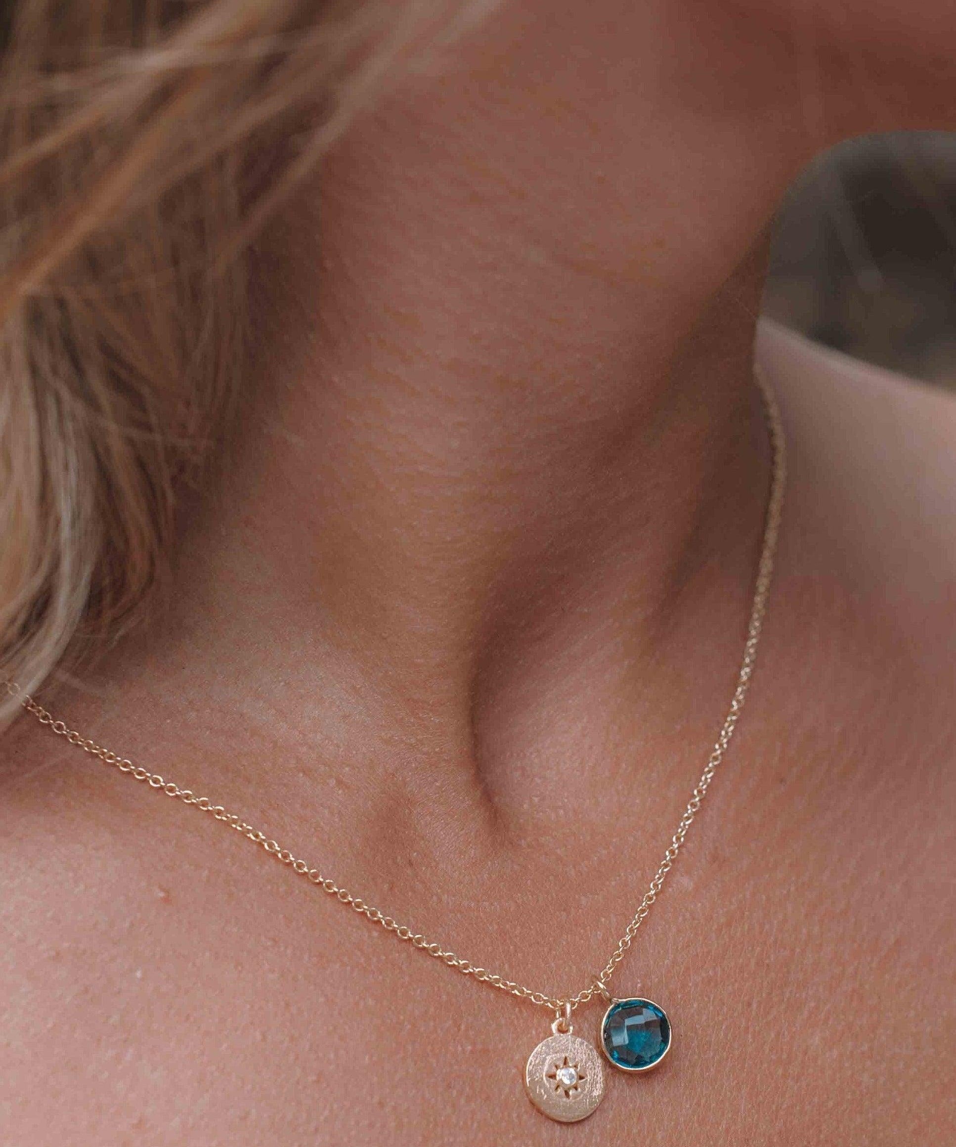 Iolite hydro, Aqua Chalcedony or Labradorite & CZ Necklace ~ Gold Plated 18k ~ Jewelry Minimalist~ Handmade~ Thin Chain~ Delicate~ MN125