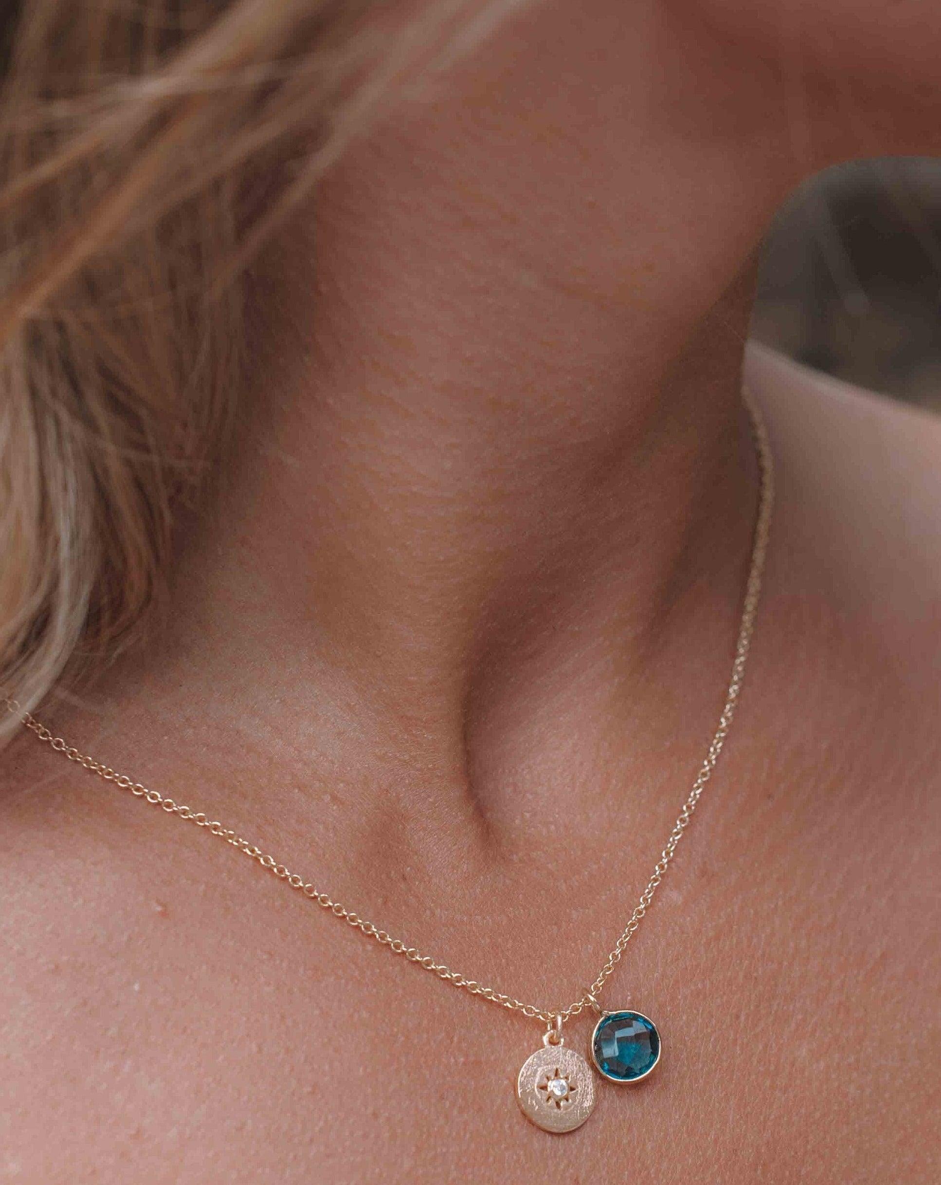 Iolite hydro, Aqua Chalcedony or Labradorite & CZ Necklace ~ Gold Plated 18k ~ Jewelry Minimalist~ Handmade~ Thin Chain~ Delicate~ MN125