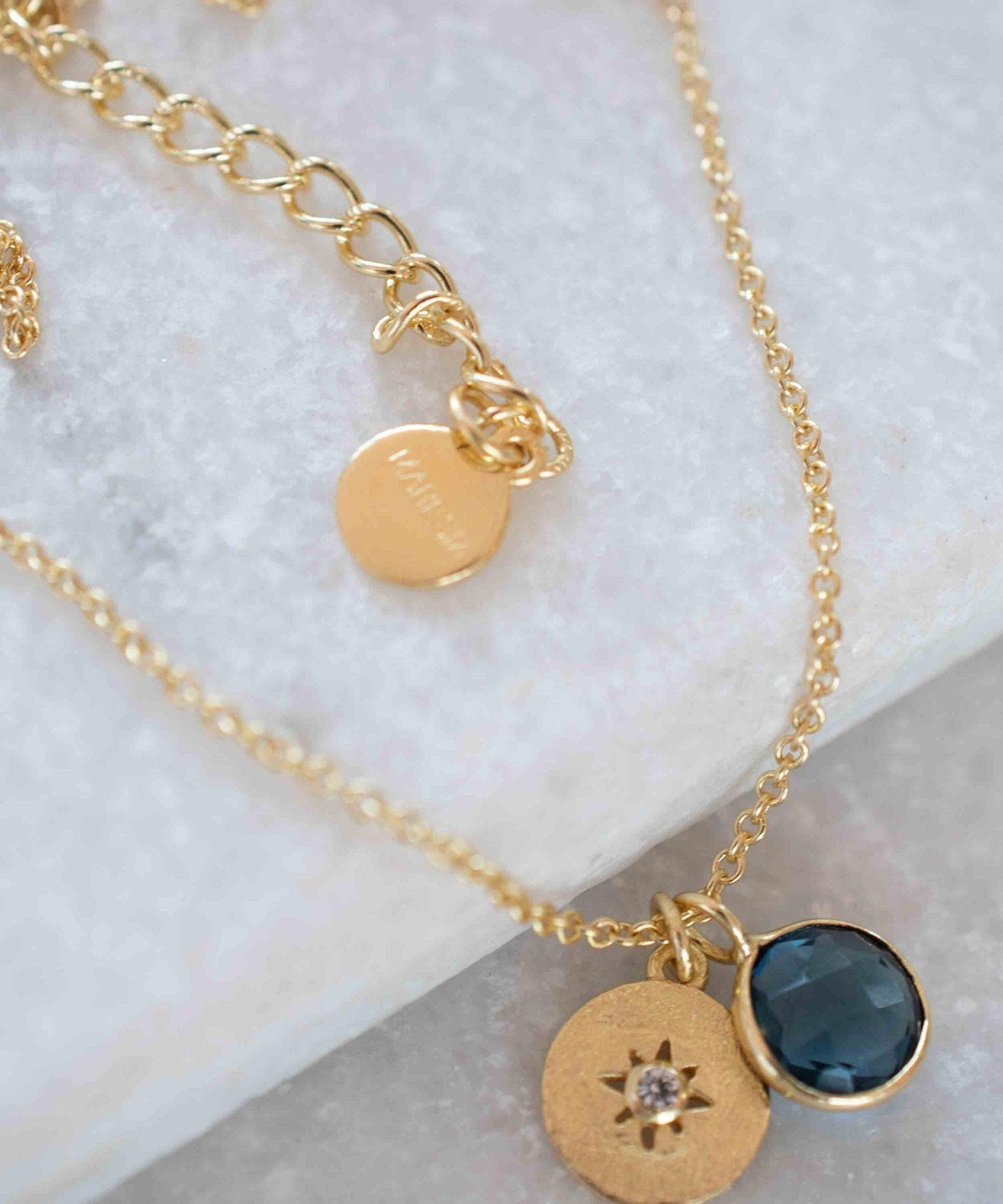 Iolite hydro, Aqua Chalcedony or Labradorite & CZ Necklace ~ Gold Plated 18k ~ Jewelry Minimalist~ Handmade~ Thin Chain~ Delicate~ MN125