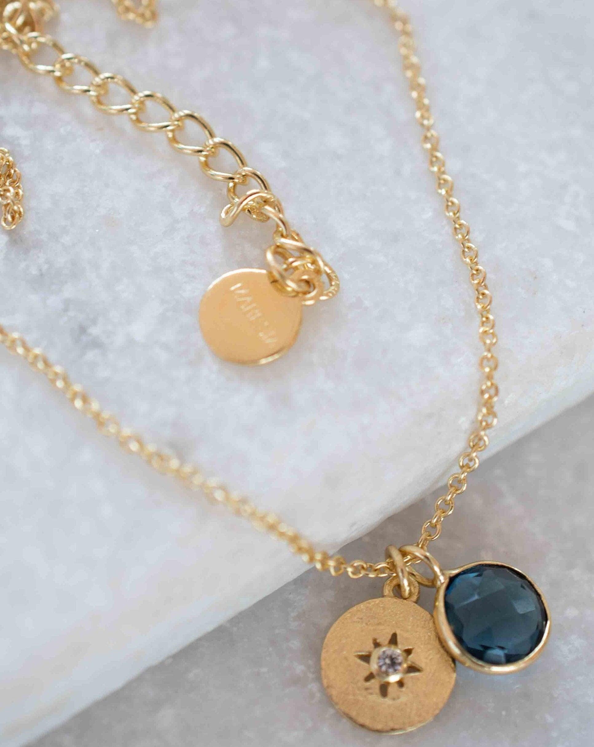 Iolite hydro, Aqua Chalcedony or Labradorite & CZ Necklace ~ Gold Plated 18k ~ Jewelry Minimalist~ Handmade~ Thin Chain~ Delicate~ MN125