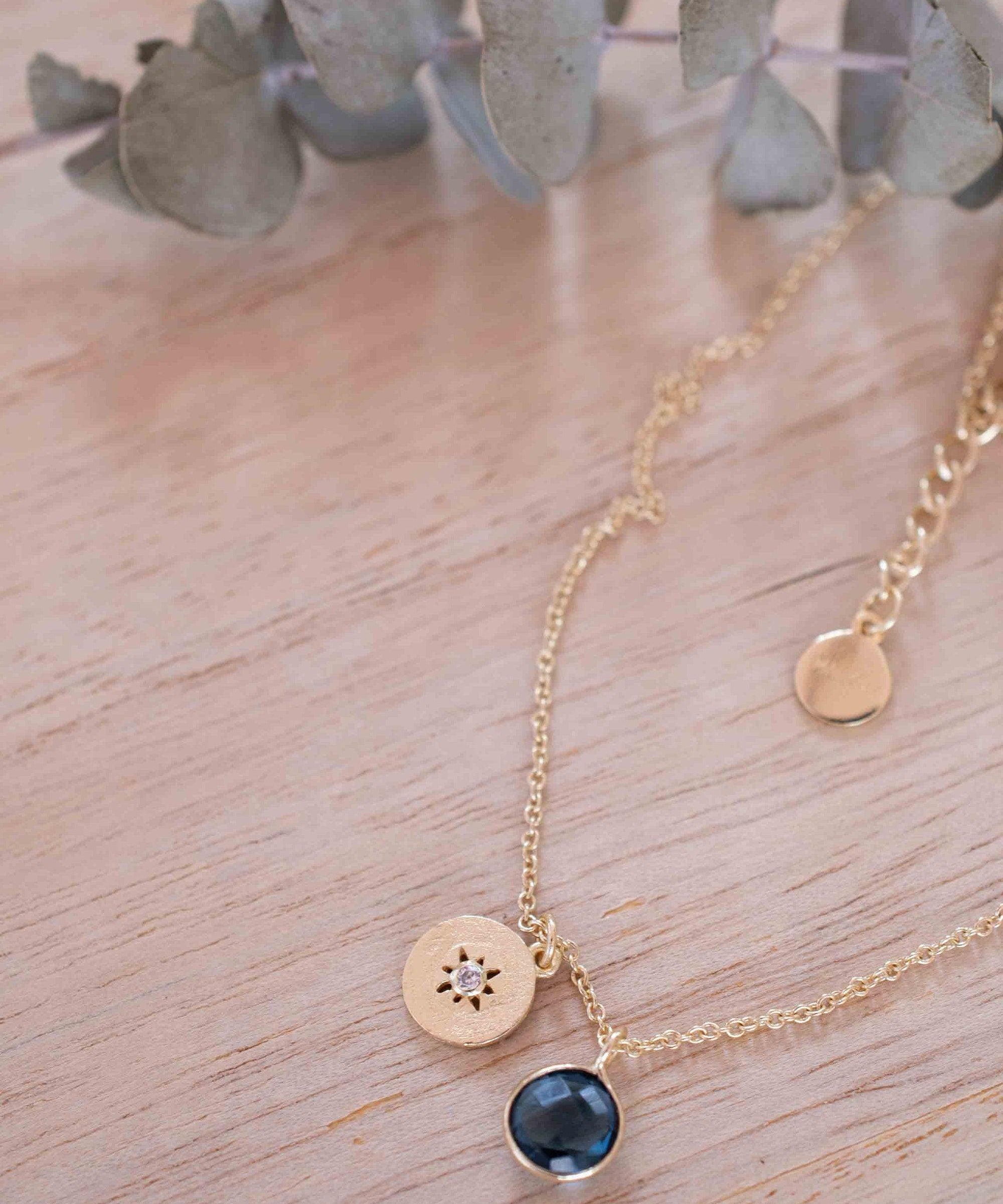 Iolite hydro, Aqua Chalcedony or Labradorite & CZ Necklace ~ Gold Plated 18k ~ Jewelry Minimalist~ Handmade~ Thin Chain~ Delicate~ MN125