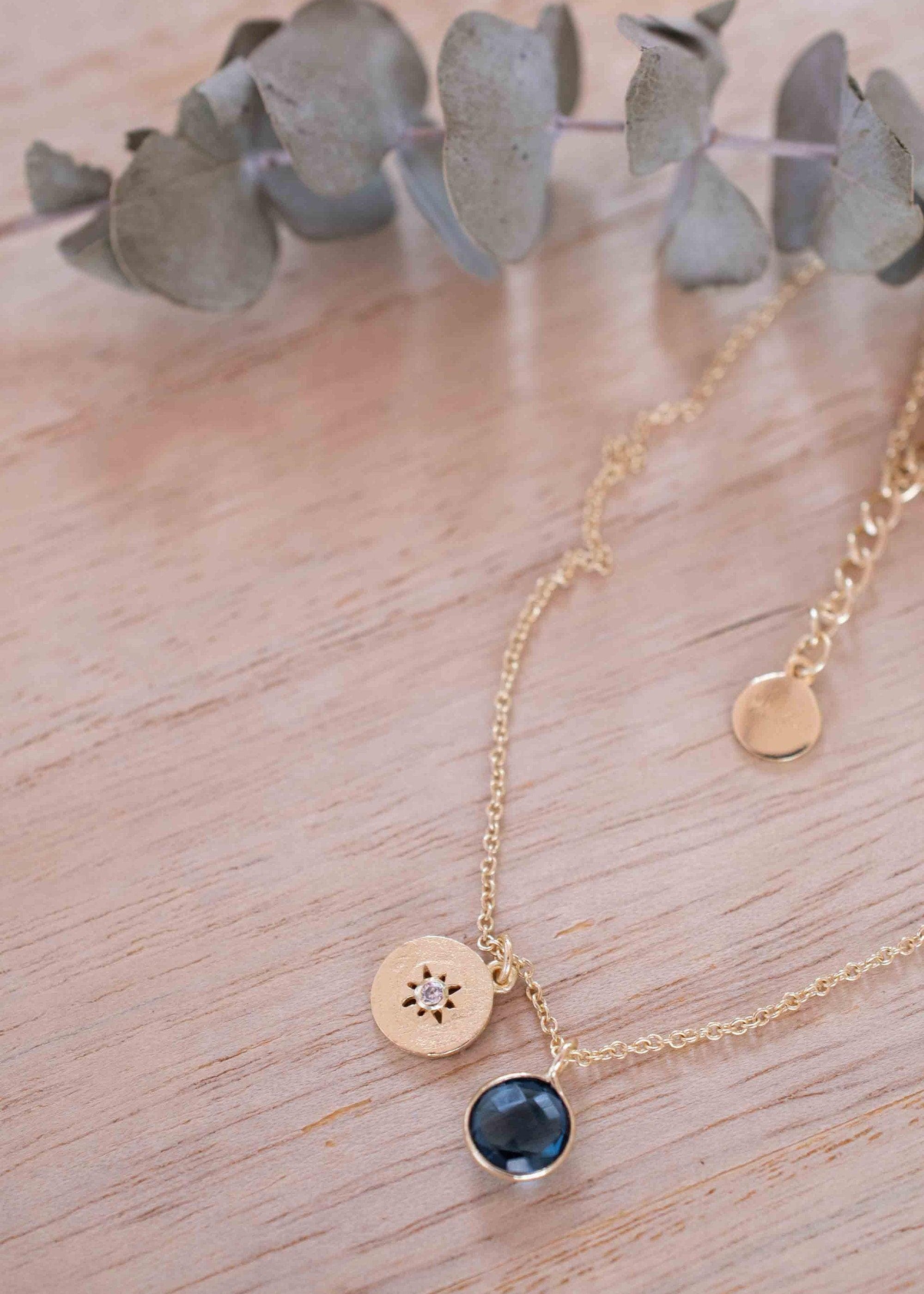 Iolite hydro, Aqua Chalcedony or Labradorite & CZ Necklace ~ Gold Plated 18k ~ Jewelry Minimalist~ Handmade~ Thin Chain~ Delicate~ MN125