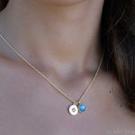 Iolite hydro, Aqua Chalcedony or Labradorite & CZ Necklace ~ Gold Plated 18k ~ Jewelry Minimalist~ Handmade~ Thin Chain~ Delicate~ MN126