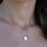 Iolite hydro, Aqua Chalcedony or Labradorite & CZ Necklace ~ Gold Plated 18k ~ Jewelry Minimalist~ Handmade~ Thin Chain~ Delicate~ MN126
