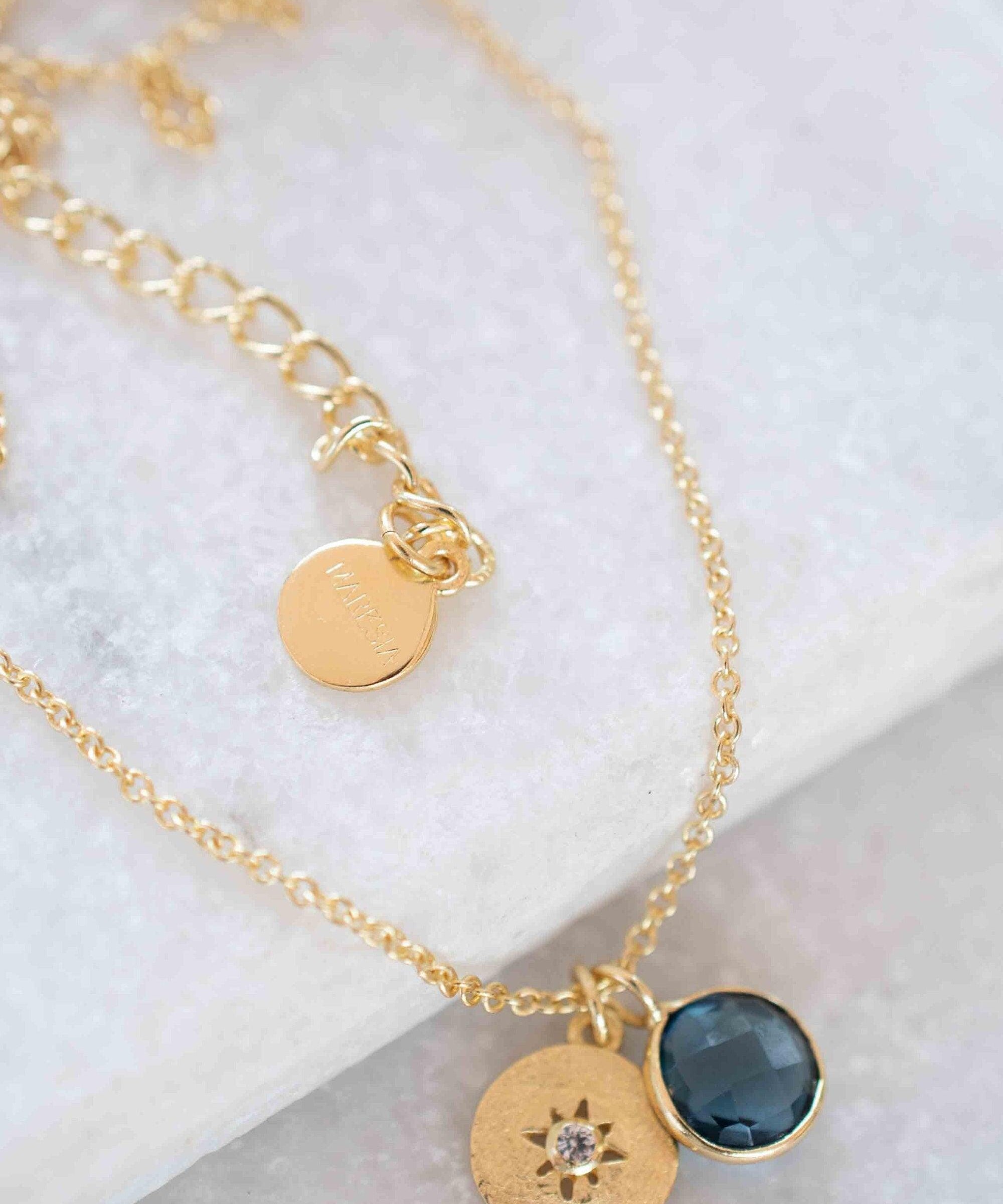 Iolite hydro, Aqua Chalcedony or Labradorite & CZ Necklace ~ Gold Plated 18k ~ Jewelry Minimalist~ Handmade~ Thin Chain~ Delicate~ MN126