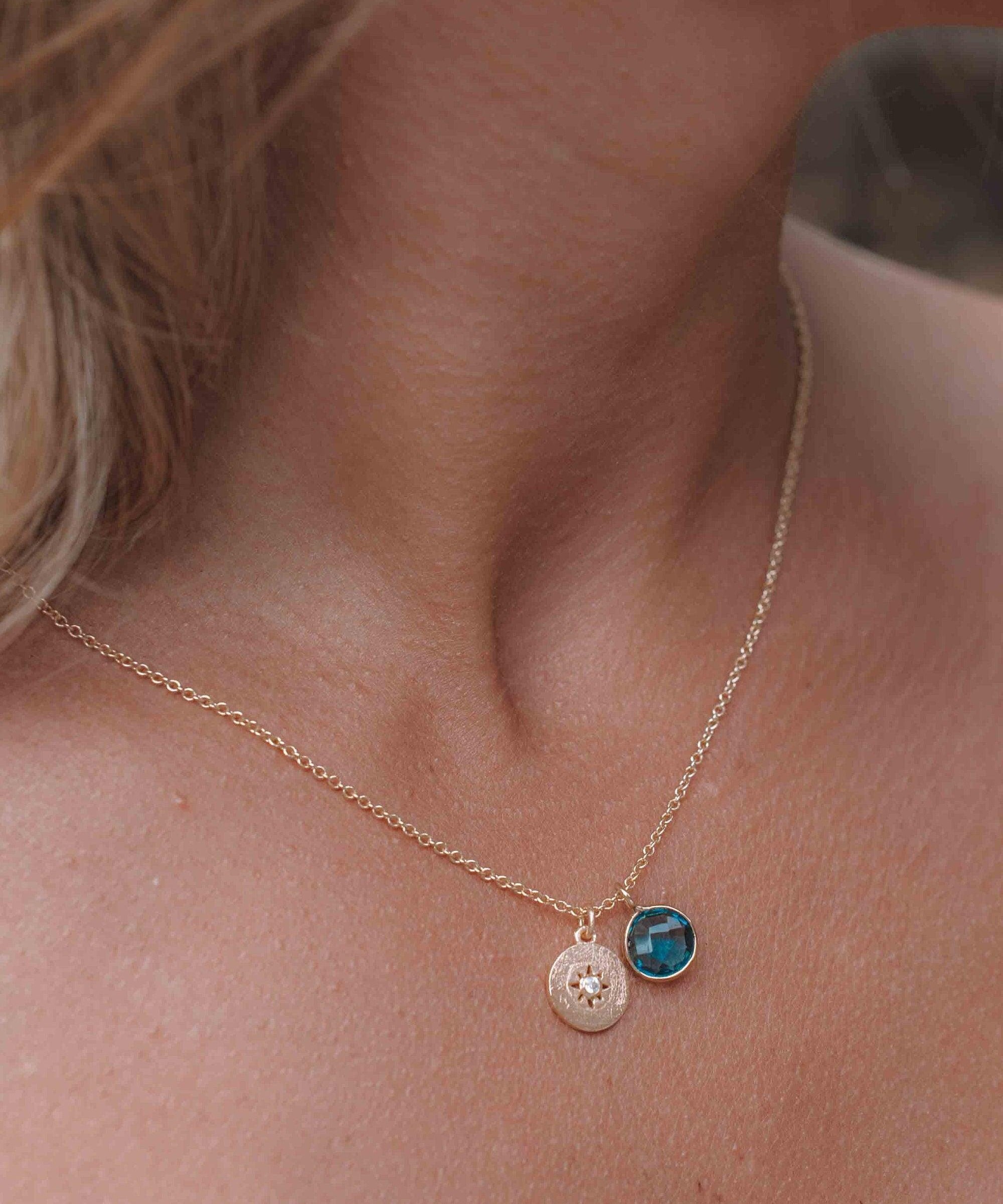 Iolite hydro, Aqua Chalcedony or Labradorite & CZ Necklace ~ Gold Plated 18k ~ Jewelry Minimalist~ Handmade~ Thin Chain~ Delicate~ MN126