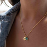 Iolite hydro, Aqua Chalcedony or Labradorite & CZ Necklace ~ Gold Plated 18k ~ Jewelry Minimalist~ Handmade~ Thin Chain~ Delicate~ MN126