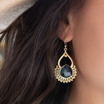 Iolite hydro Earrings ~ Dangle ~ Jewelry ~ 18k Gold Plated ~ Natural ~ Large Earrings ~ Gift for Her ~ Boho ~ Hippie ~ ME184