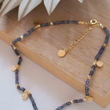 Iolite hydro Necklace ~ Gold Plated 18k ~Choker ~ Jewelry ~ Gift For Her ~ Minimalist~ Handmade~ Thin Chain~ Delicate ~Layered ~ MN103
