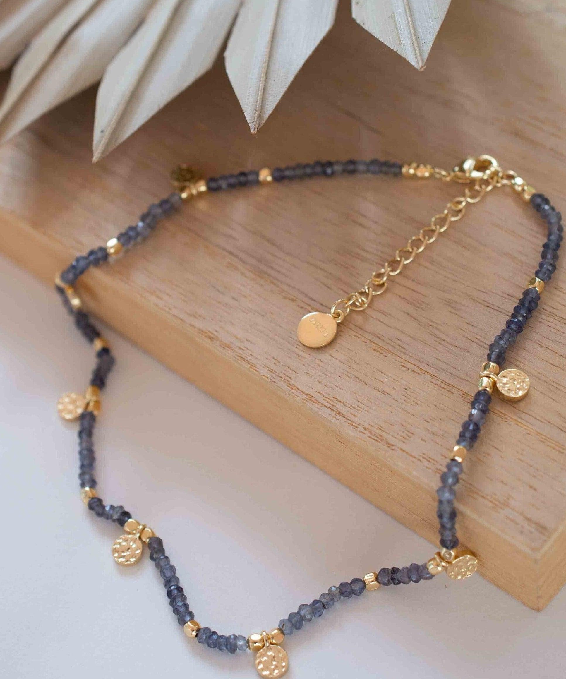 Iolite hydro Necklace ~ Gold Plated 18k ~Choker ~ Jewelry ~ Gift For Her ~ Minimalist~ Handmade~ Thin Chain~ Delicate ~Layered ~ MN103