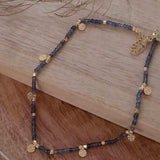 Iolite hydro Necklace ~ Gold Plated 18k ~Choker ~ Jewelry ~ Gift For Her ~ Minimalist~ Handmade~ Thin Chain~ Delicate ~Layered ~ MN103