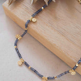 Iolite hydro Necklace ~ Gold Plated 18k ~Choker ~ Jewelry ~ Gift For Her ~ Minimalist~ Handmade~ Thin Chain~ Delicate ~Layered ~ MN103