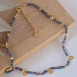 Iolite hydro Necklace ~ Gold Plated 18k ~Choker ~ Jewelry ~ Gift For Her ~ Minimalist~ Handmade~ Thin Chain~ Delicate ~Layered ~ MN103