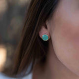 Aqua Chalcedony Earrings ~ Stud ~ Jewelry ~ 18k Gold Plated ~ Natural ~ Minimalist Everyday ~ Gift for Her ~ Boho ~ Hippie ~ ME179