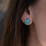 Copper Turquoise Earrings ~ Stud ~ Jewelry ~ 18k Gold Plated ~ Natural ~ Minimalist Everyday ~ Gift for Her ~ Boho ~ Hippie ~ ME0