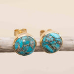 Copper Turquoise Earrings ~ Stud ~ Jewelry ~ 18k Gold Plated ~ Natural ~ Minimalist Everyday ~ Gift for Her ~ Boho ~ Hippie ~ ME0