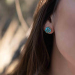 Copper Turquoise Earrings ~ Stud ~ Jewelry ~ 18k Gold Plated ~ Natural ~ Minimalist Everyday ~ Gift for Her ~ Boho ~ Hippie ~ ME0