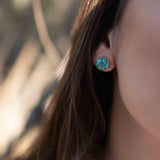 Copper Turquoise Earrings ~ Stud ~ Jewelry ~ 18k Gold Plated ~ Natural ~ Minimalist Everyday ~ Gift for Her ~ Boho ~ Hippie ~ ME0