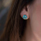 Copper Turquoise Earrings ~ Stud ~ Jewelry ~ 18k Gold Plated ~ Natural ~ Minimalist Everyday ~ Gift for Her ~ Boho ~ Hippie ~ ME0