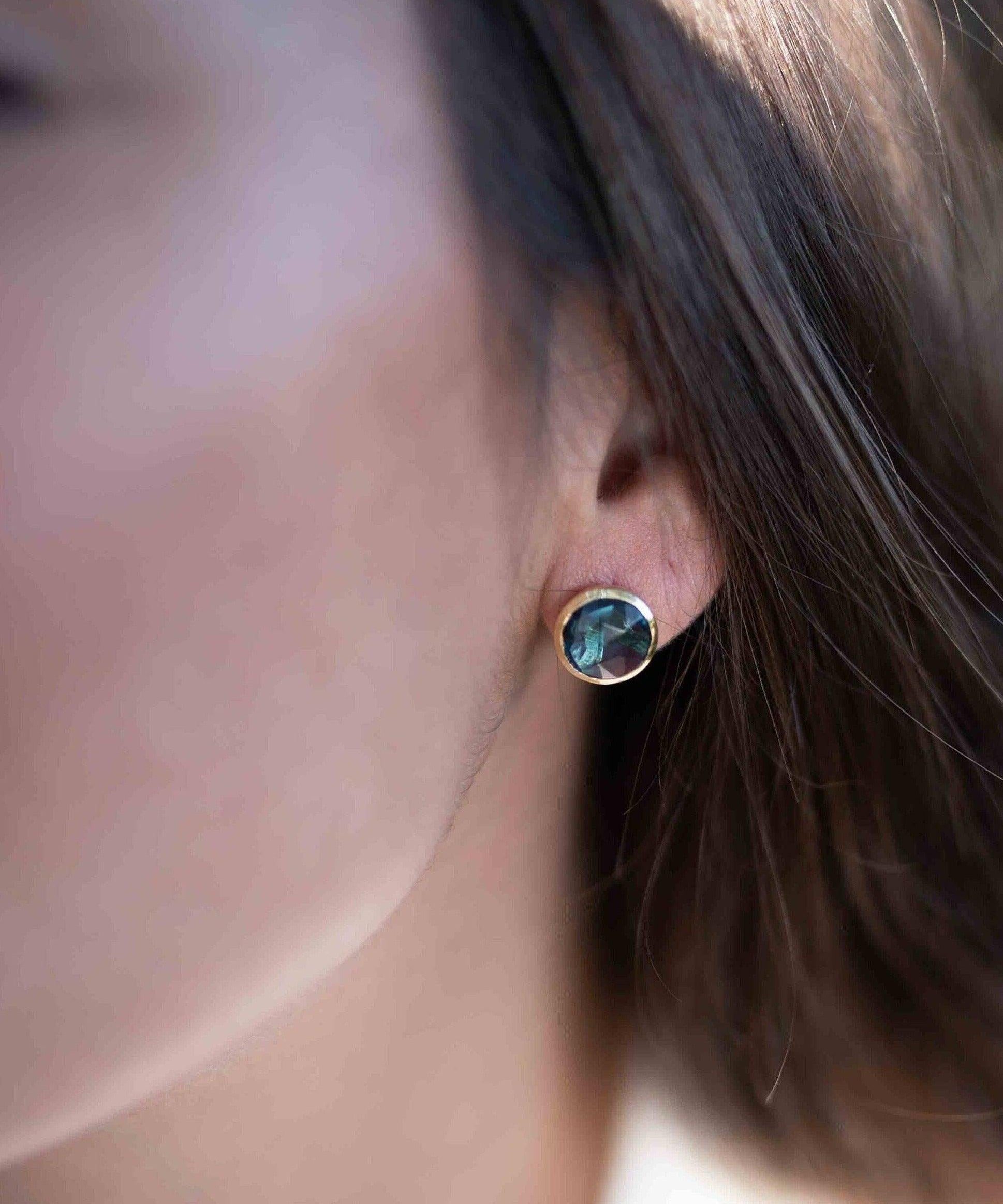 Iolite hydro Earrings ~ Stud ~ Jewelry ~ 18k Gold Plated ~ Natural ~ Minimalist Everyday ~ Gift for Her ~ Boho ~ Hippie ~ ME0