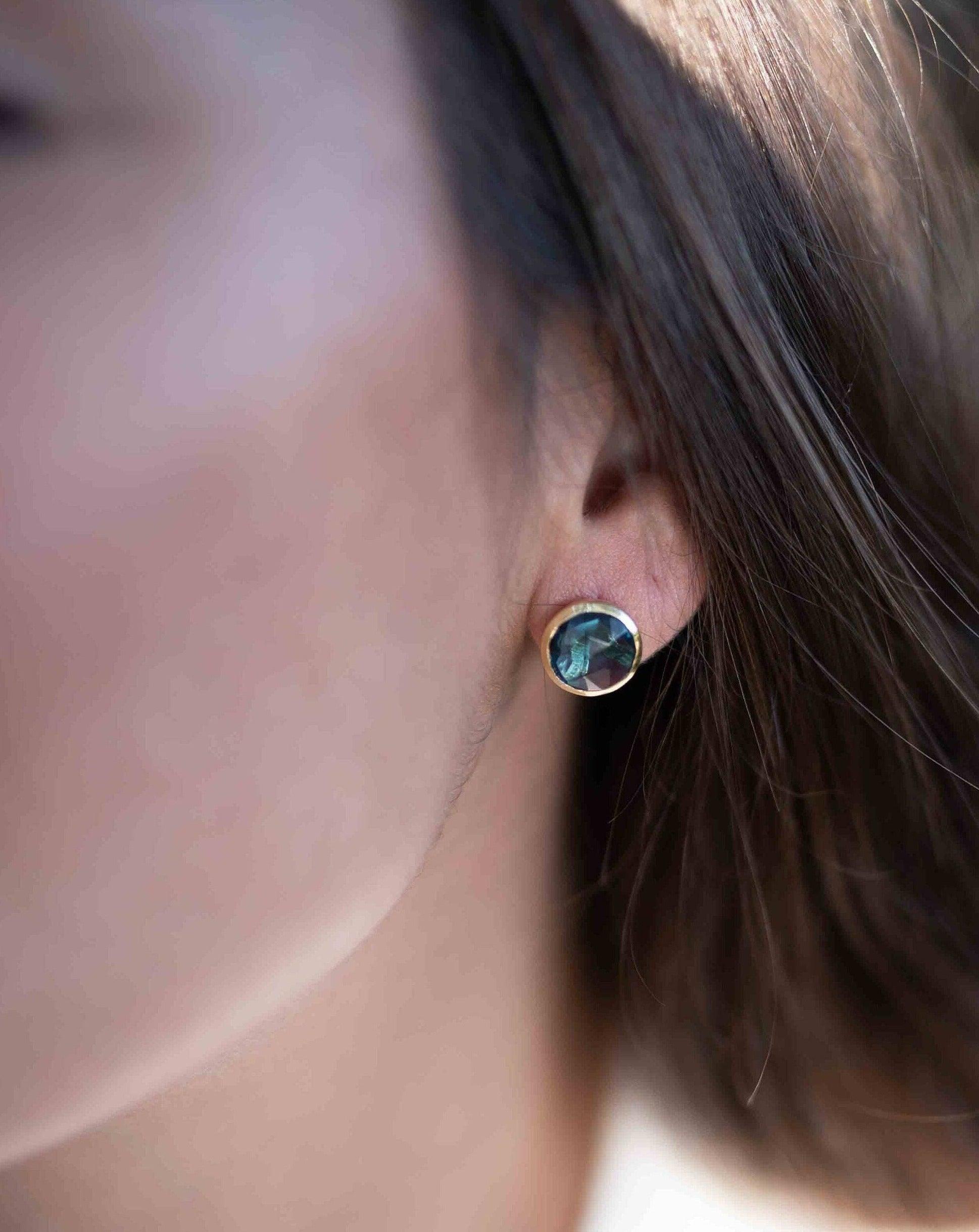 Iolite hydro Earrings ~ Stud ~ Jewelry ~ 18k Gold Plated ~ Natural ~ Minimalist Everyday ~ Gift for Her ~ Boho ~ Hippie ~ ME0