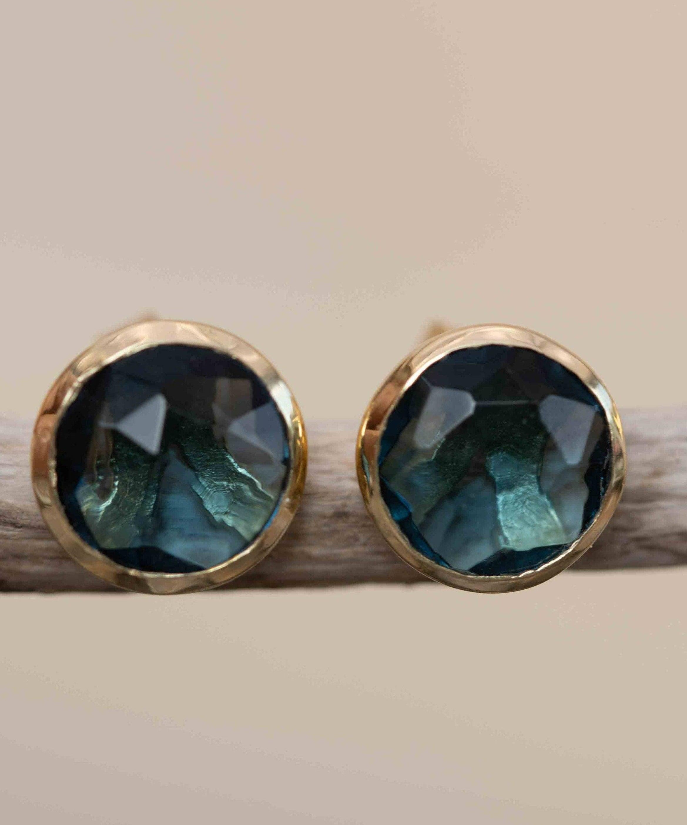 Iolite hydro Earrings ~ Stud ~ Jewelry ~ 18k Gold Plated ~ Natural ~ Minimalist Everyday ~ Gift for Her ~ Boho ~ Hippie ~ ME0