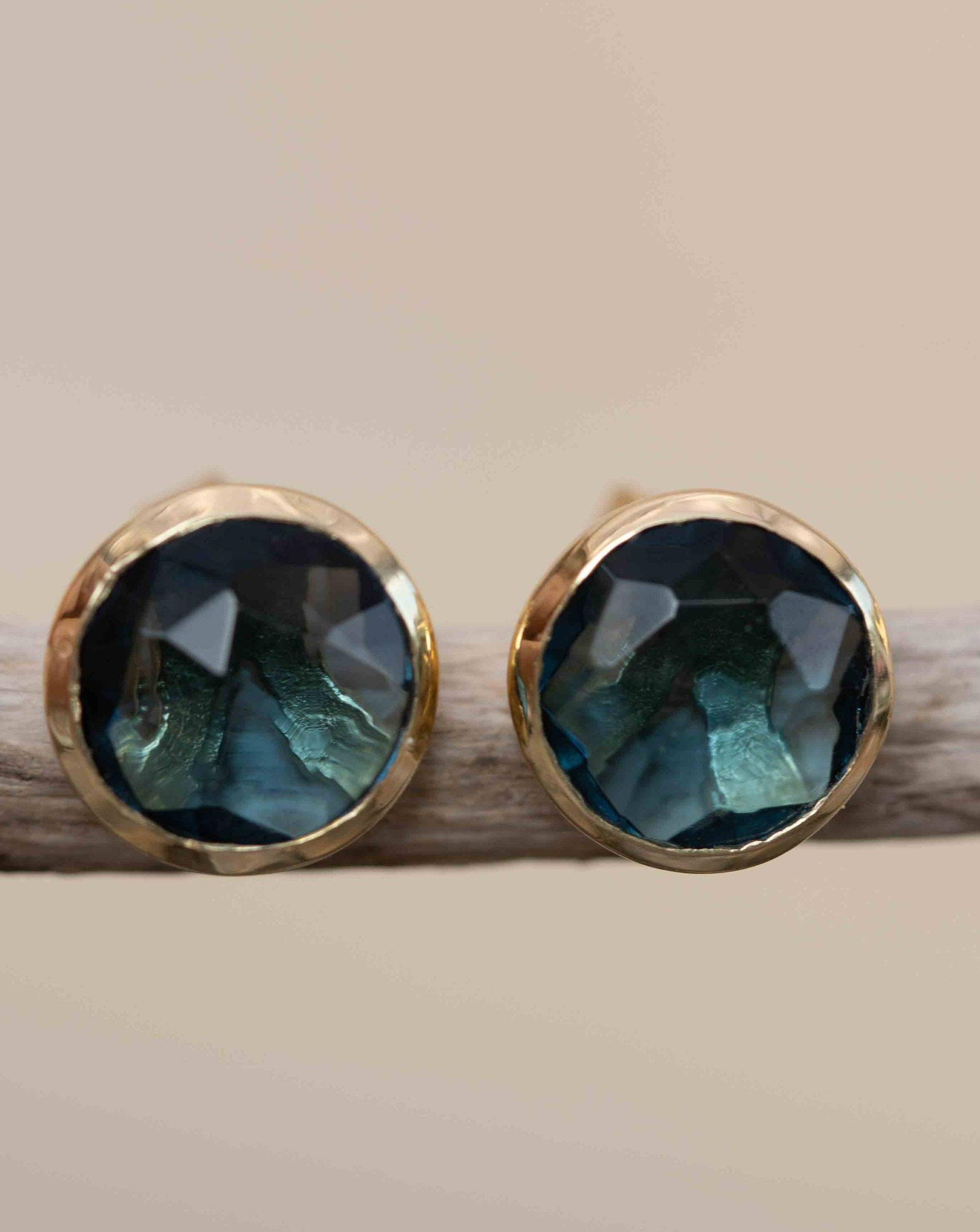 Iolite hydro Earrings ~ Stud ~ Jewelry ~ 18k Gold Plated ~ Natural ~ Minimalist Everyday ~ Gift for Her ~ Boho ~ Hippie ~ ME0