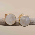 Moonstone Earrings ~ Stud ~ Jewelry ~ 18k Gold Plated ~ Natural ~ Minimalist Everyday ~ Gift for Her ~ Boho ~ Hippie ~ ME176