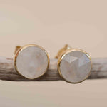 Moonstone Earrings ~ Stud ~ Jewelry ~ 18k Gold Plated ~ Natural ~ Minimalist Everyday ~ Gift for Her ~ Boho ~ Hippie ~ ME176