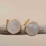 Moonstone Earrings ~ Stud ~ Jewelry ~ 18k Gold Plated ~ Natural ~ Minimalist Everyday ~ Gift for Her ~ Boho ~ Hippie ~ ME176