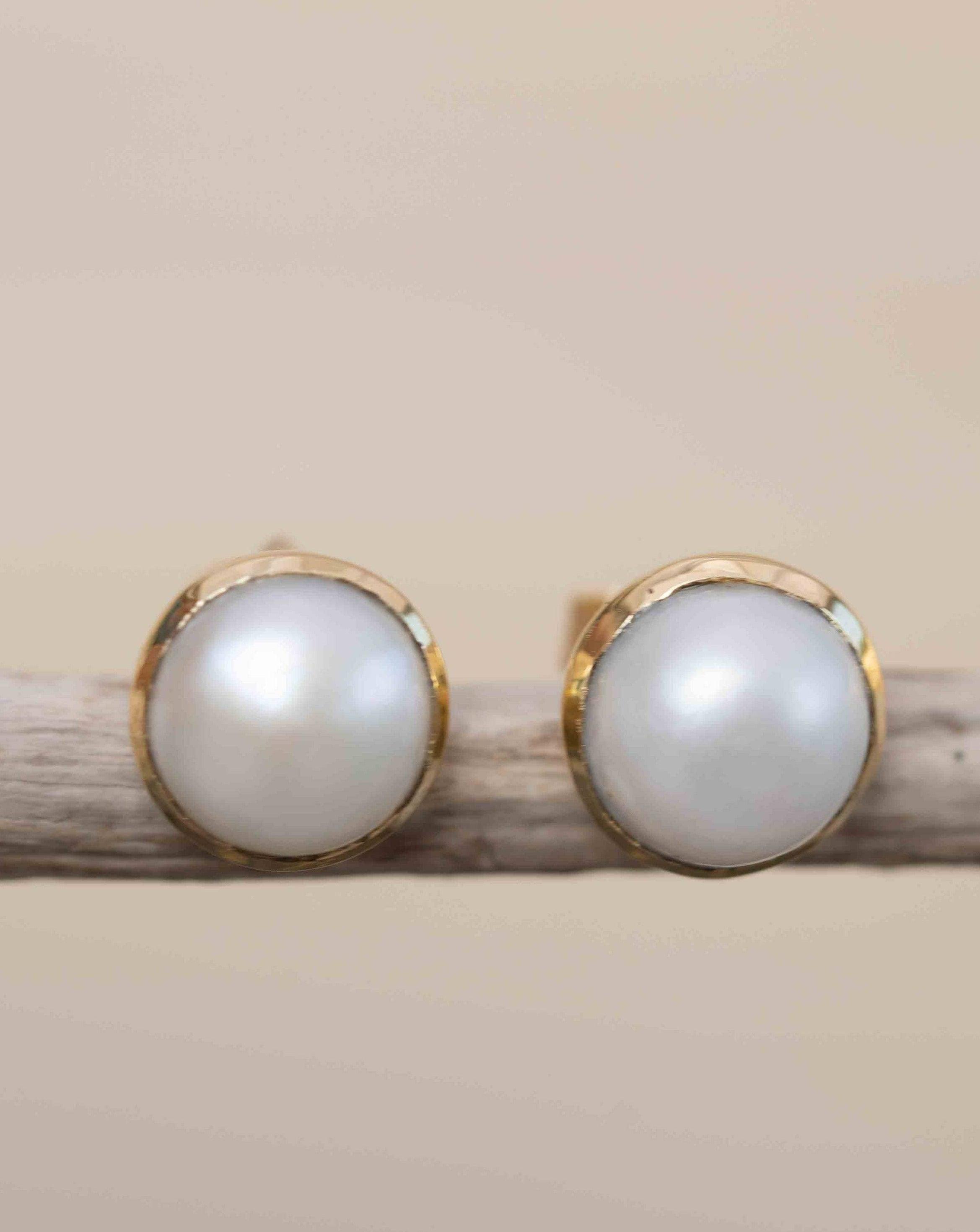Pearl Earrings ~ Stud ~ Jewelry ~ 18k Gold Plated ~ Natural ~ Minimalist Everyday ~ Gift for Her ~ Boho ~ Hippie ~ ME0