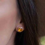 Yellow Topaz hydro Earrings ~ Stud ~ Jewelry ~ 18k Gold Plated ~ Natural ~ Minimalist Everyday ~ Gift for Her ~ Boho ~ Hippie ~ ME0