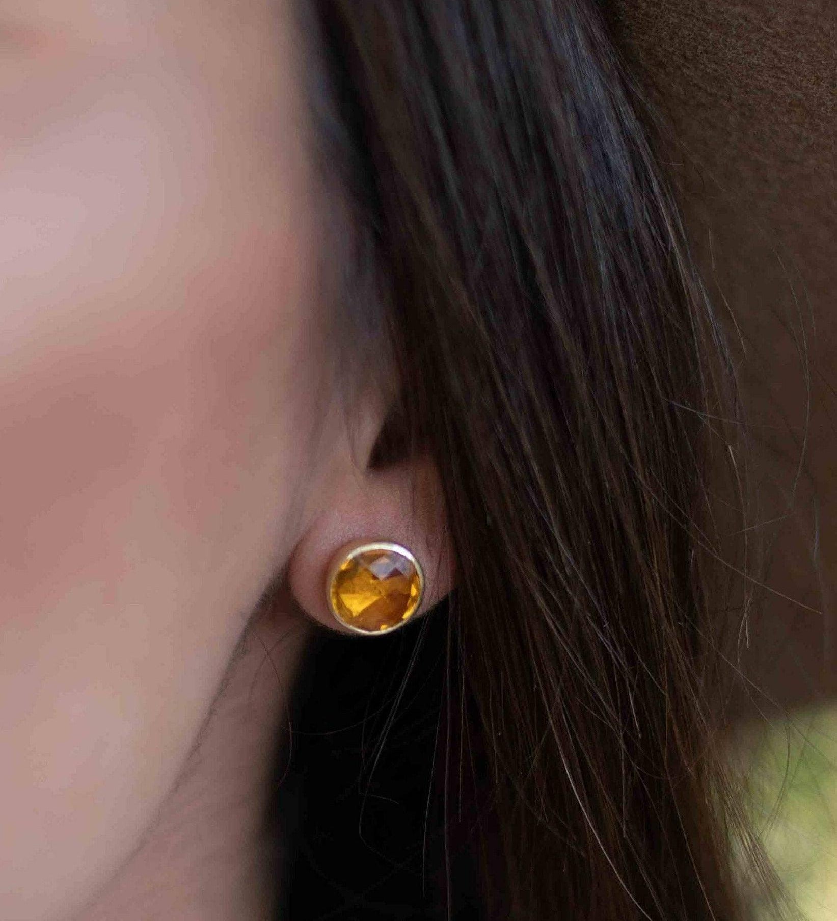 Yellow Topaz hydro Earrings ~ Stud ~ Jewelry ~ 18k Gold Plated ~ Natural ~ Minimalist Everyday ~ Gift for Her ~ Boho ~ Hippie ~ ME0