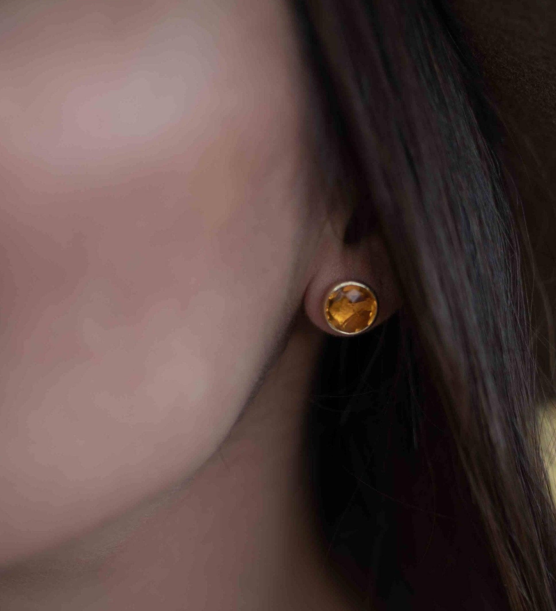 Yellow Topaz hydro Earrings ~ Stud ~ Jewelry ~ 18k Gold Plated ~ Natural ~ Minimalist Everyday ~ Gift for Her ~ Boho ~ Hippie ~ ME0
