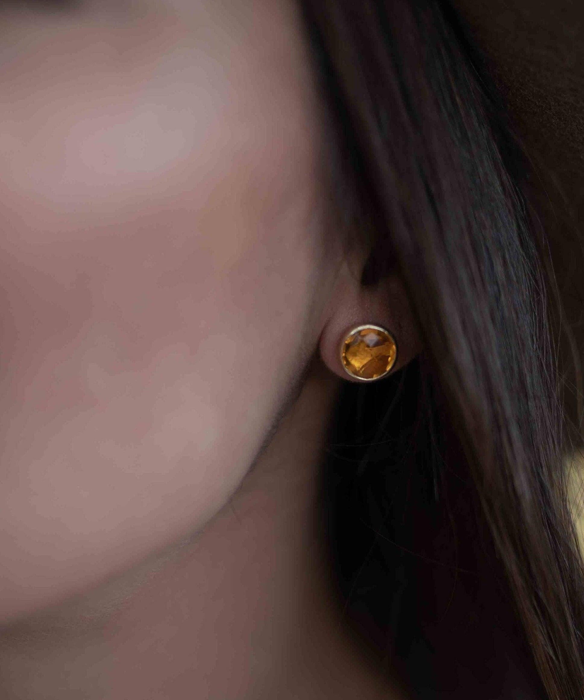 Yellow Topaz hydro Earrings ~ Stud ~ Jewelry ~ 18k Gold Plated ~ Natural ~ Minimalist Everyday ~ Gift for Her ~ Boho ~ Hippie ~ ME0