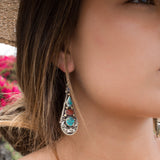 Jeanne Turquoise Tibetan Earrings ~German Silver ~ SME046 - Maresia Jewelry