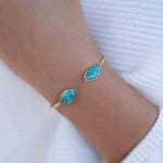 Copper Turquoise Adjustable Bracelet ~ Gold Plated 18k ~ Handmade ~Statement  Hippie ~Bohemian ~Jewelry ~Gift For Her ~Gemstone ~Body MB037