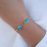 Copper Turquoise Adjustable Bracelet ~ Gold Plated 18k ~ Handmade ~Statement  Hippie ~Bohemian ~Jewelry ~Gift For Her ~Gemstone ~Body MB037