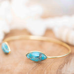 Copper Turquoise Adjustable Bracelet ~ Gold Plated 18k ~ Handmade ~Statement  Hippie ~Bohemian ~Jewelry ~Gift For Her ~Gemstone ~Body MB037