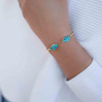 Copper Turquoise Adjustable Bracelet ~ Gold Plated 18k ~ Handmade ~Statement  Hippie ~Bohemian ~Jewelry ~Gift For Her ~Gemstone ~Body MB037