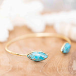 Copper Turquoise Adjustable Bracelet ~ Gold Plated 18k ~ Handmade ~Statement  Hippie ~Bohemian ~Jewelry ~Gift For Her ~Gemstone ~Body MB037