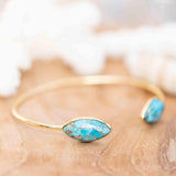 Copper Turquoise Adjustable Bracelet ~ Gold Plated 18k ~ Handmade ~Statement  Hippie ~Bohemian ~Jewelry ~Gift For Her ~Gemstone ~Body MB037