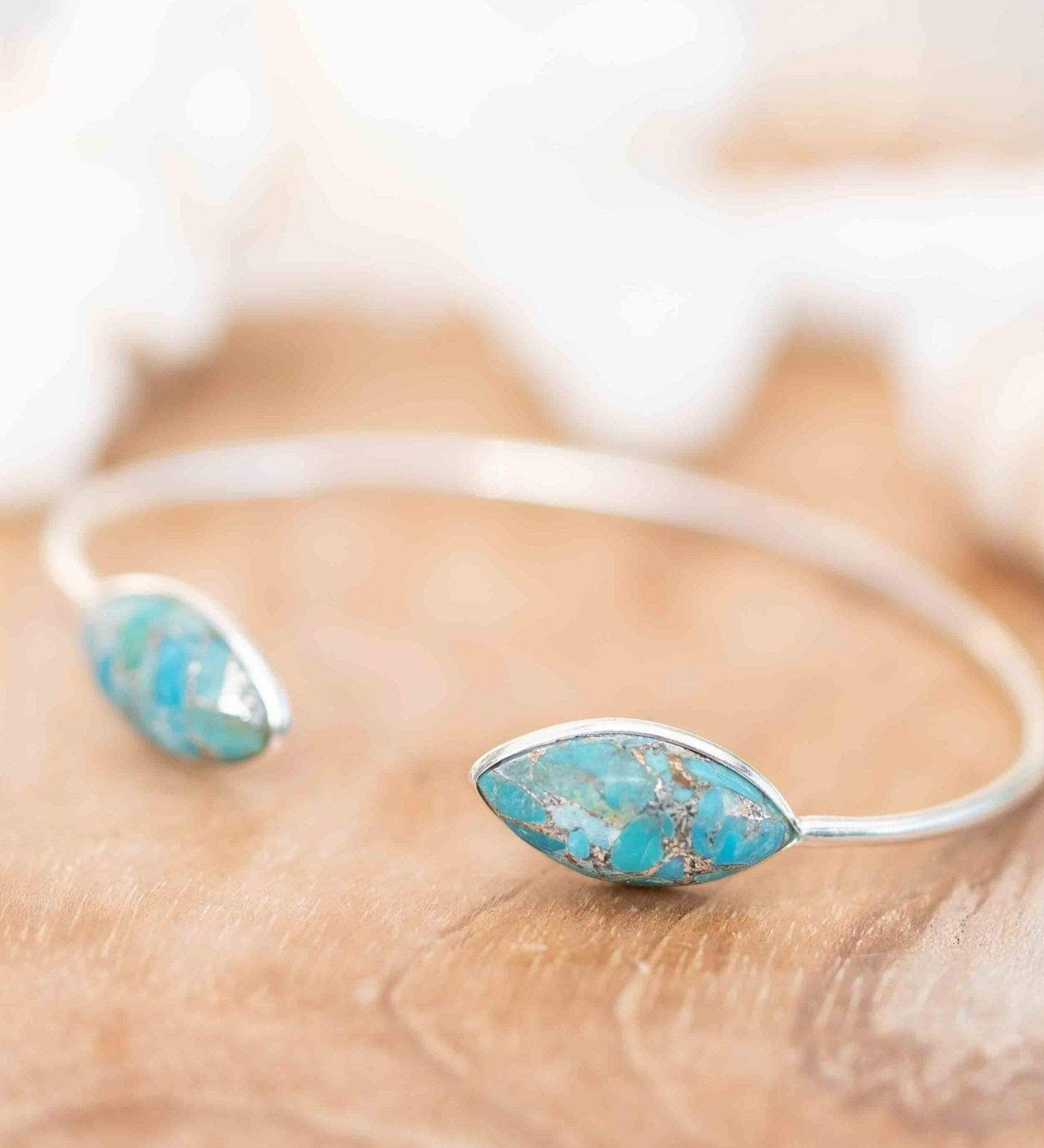Copper Turquoise Adjustable Bracelet ~ Silver Plated ~ Handmade ~Statement  Hippie ~Bohemian ~Jewelry ~Gift For Her ~Gemstone ~Body MB0