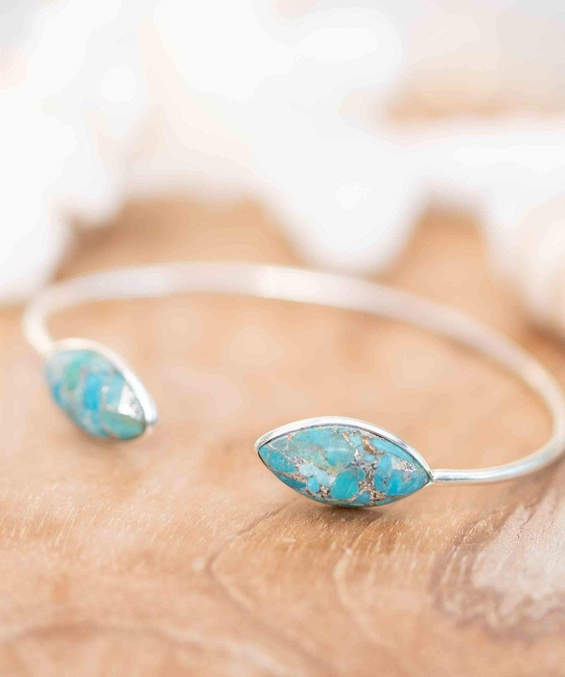 Copper Turquoise Adjustable Bracelet ~ Silver Plated ~ Handmade ~Statement  Hippie ~Bohemian ~Jewelry ~Gift For Her ~Gemstone ~Body MB0